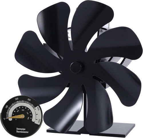 Blade log burner stove - 8-blade, fan